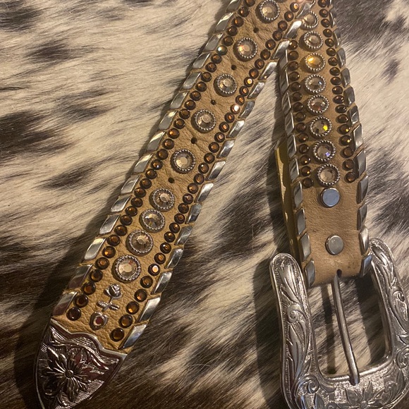 KIPPY’S tan belt with champagne and amber stones main image 4